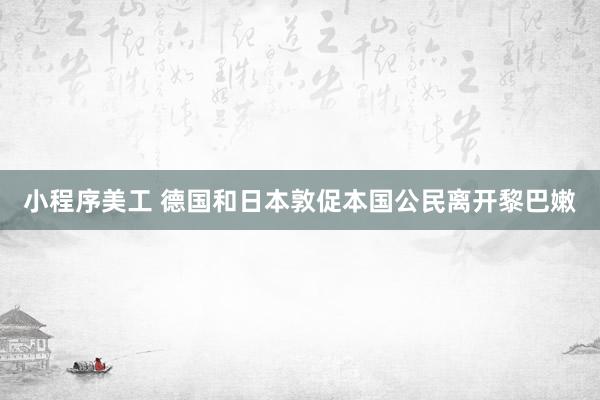 小程序美工 德国和日本敦促本国公民离开黎巴嫩